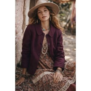 Pendleton 100% Virgin Wool Plum Blazer Jacket Womens Medium Peter Pan Collar